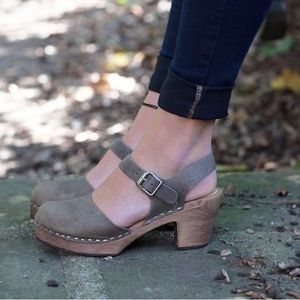 Swedish Wooden Clogs Highwood Taupe Oiled Nubuck Leather by Lotta from Stockholm